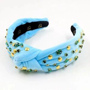 TURQUOISE SPARKLE CRYSTAL VELVET KNOTTED HEADBAND